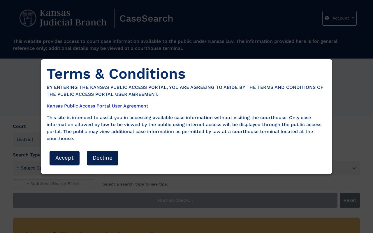 Stevens County case lookup live Kansas guest search form
