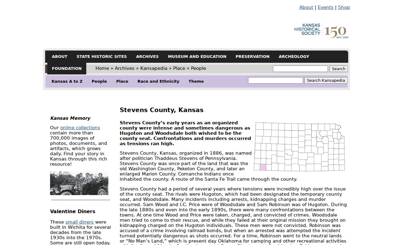 Stevens County court docket and county records history